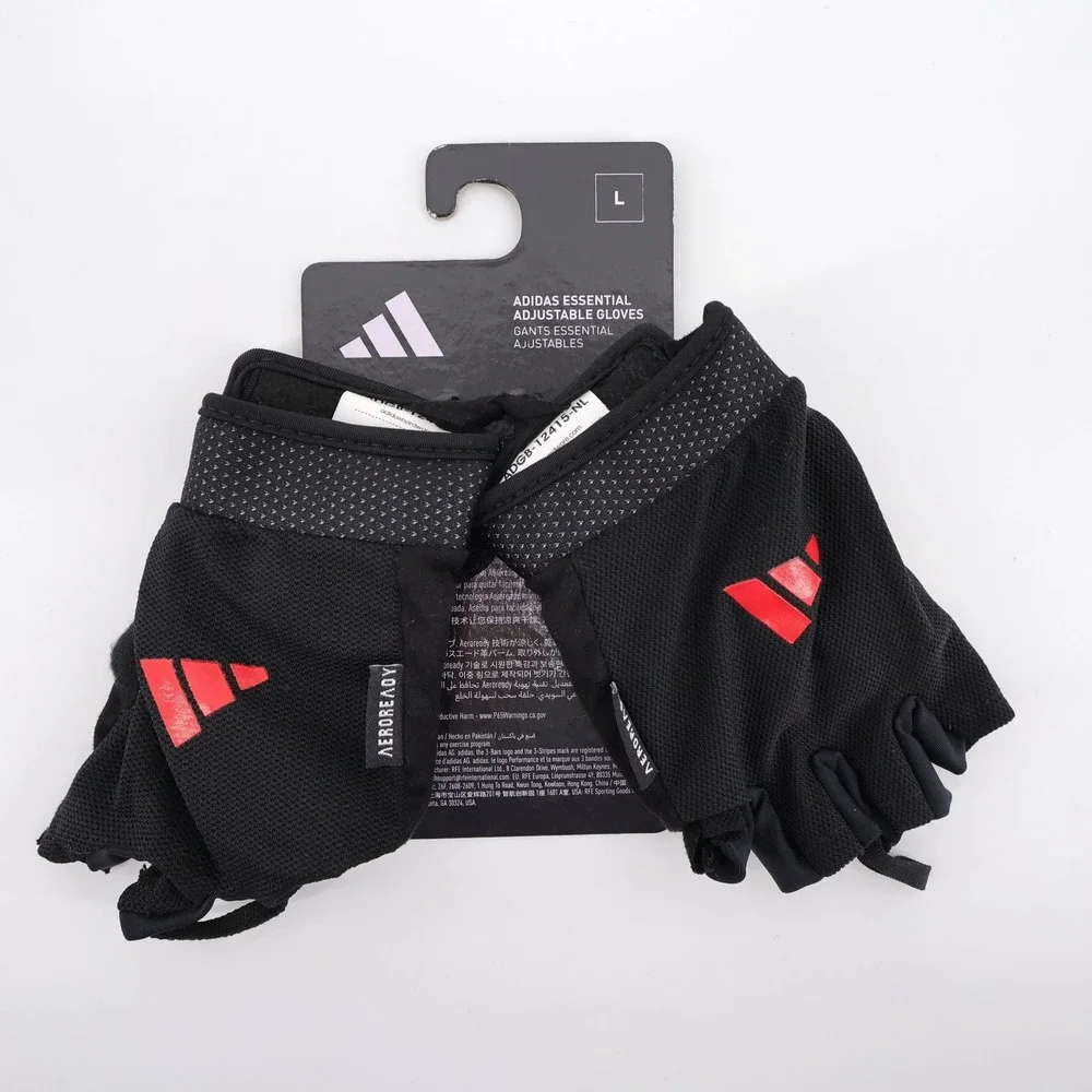 Adidas Essential Adjustable Training Gloves Black Fingerless Men Large
